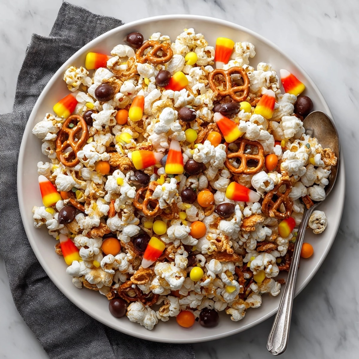 Homemade Sweet & Salty Halloween Party Popcorn, ready to enjoy, a crunchy, sweet, and salty snack.