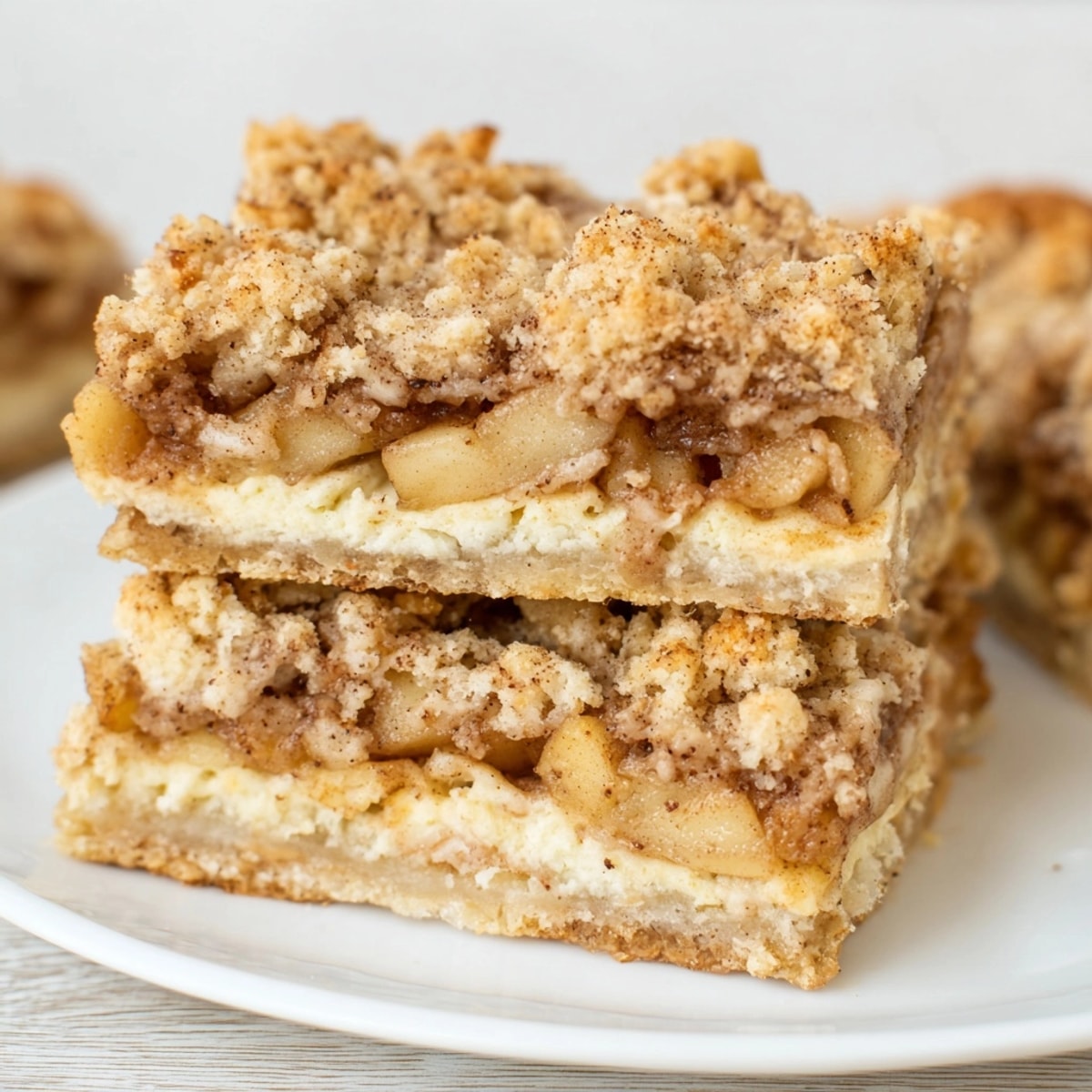 Golden Ricotta Cinnamon Apple Pie Bars, fresh from the oven, inviting aroma.