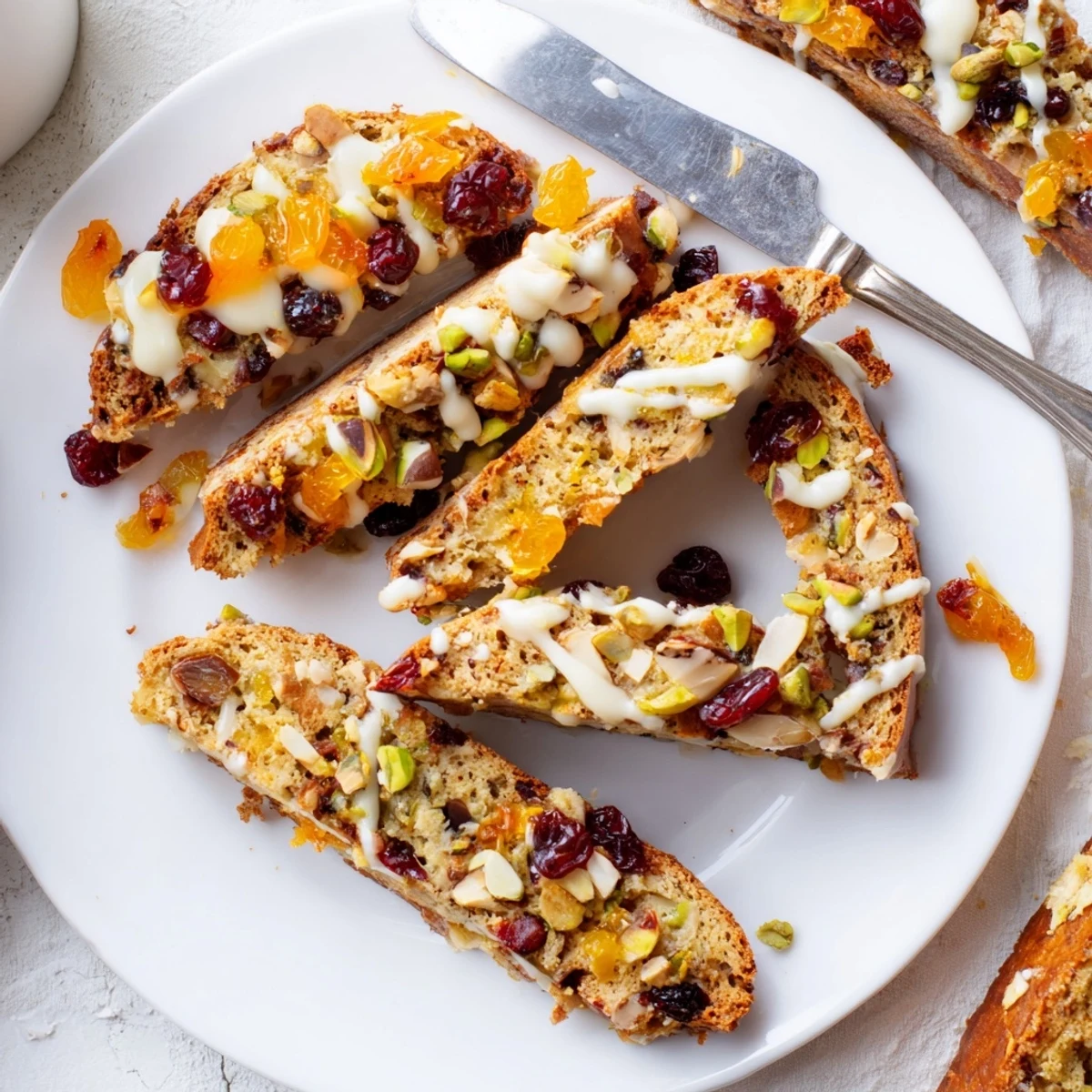 Crunchy Festive Christmas Biscotti sprinkled with orange marmalade and nuts.  
