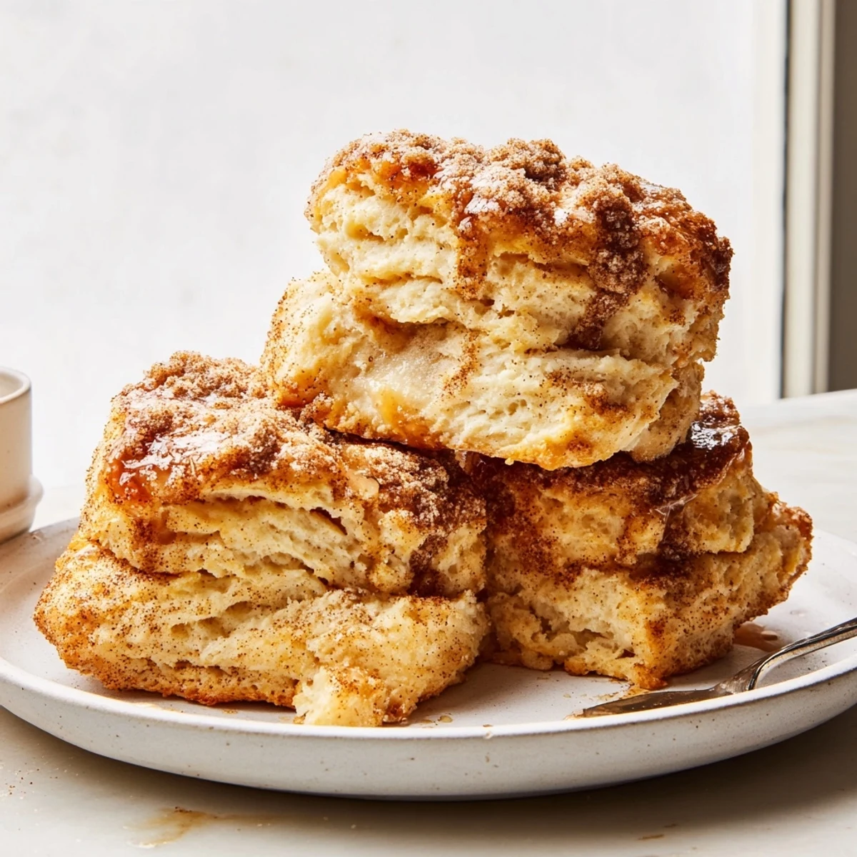 Golden-brown Cinnamon Pretzel Sweet Tea Drop Biscuits, ideal for cozy afternoon snacks.