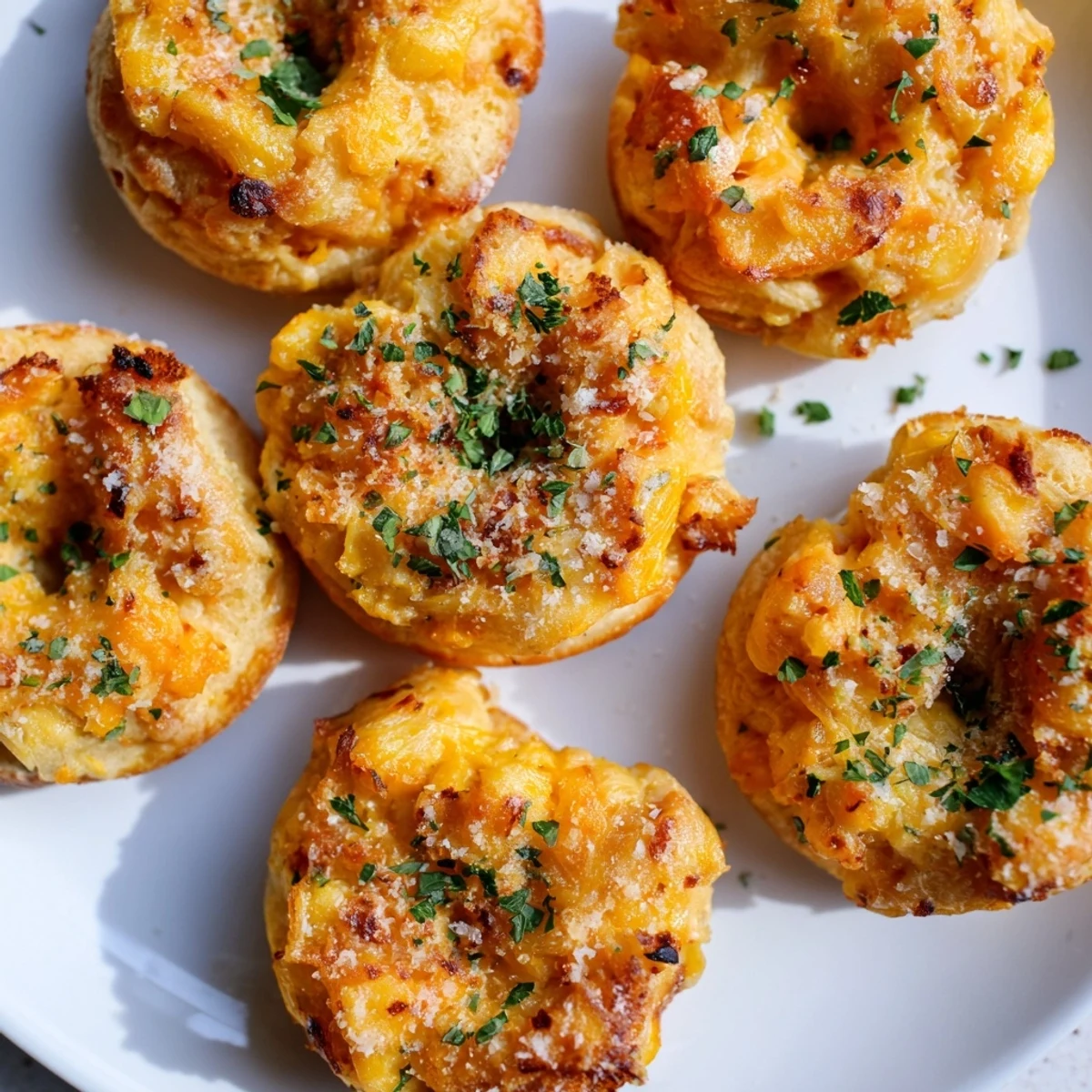 Fluffy, aromatic Chili Garlic Cheese Biscuit Donuts drizzled with garlic butter and herbs.  
