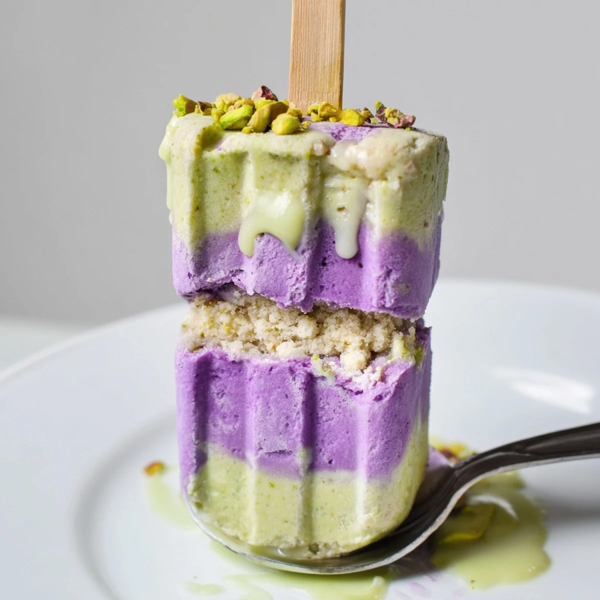 Creamy ube and pistachio ice cream bars, perfect for summer treats and gatherings.  