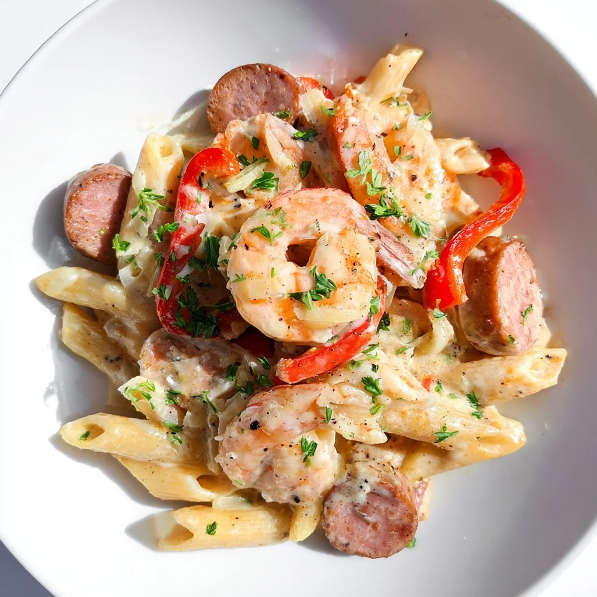 Cajun Sausage Shrimp Alfredo