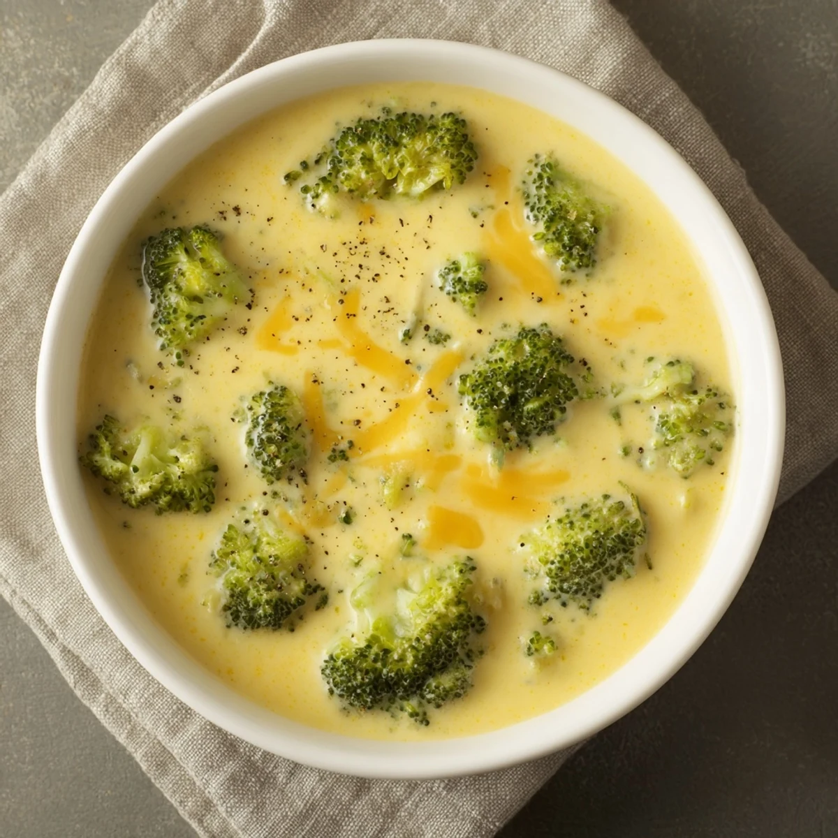A close-up of steaming Broccoli Cheese Soup, a hearty, homemade American comfort food.