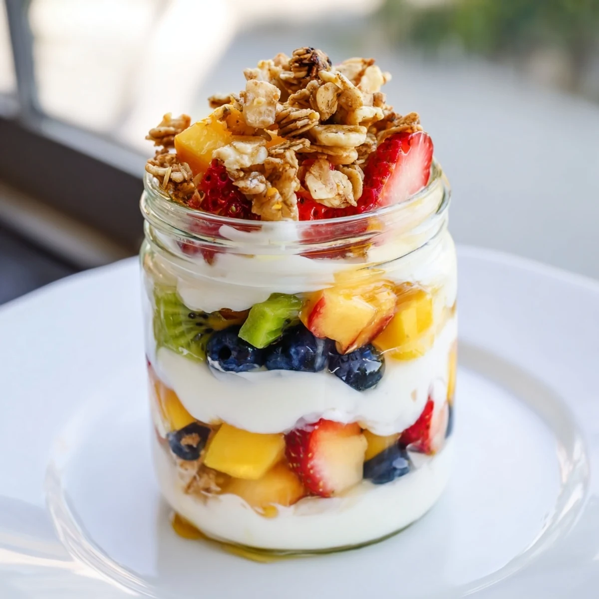 Vibrant Yogurt Parfait layered with fresh fruit and crunchy granola, a perfect breakfast.