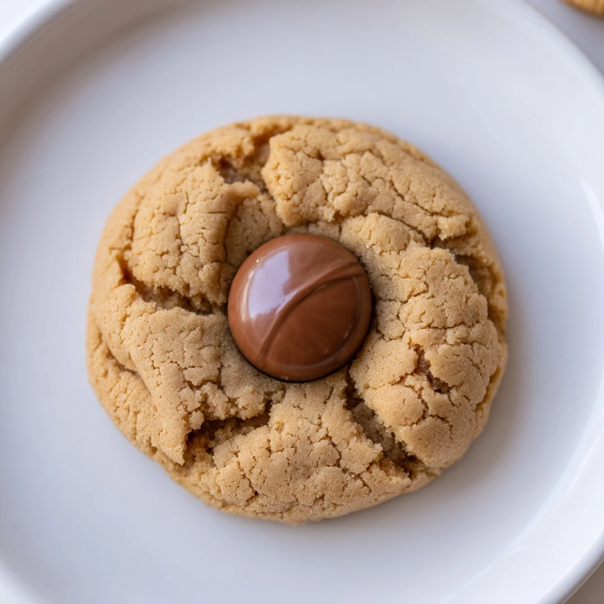 Perfectly baked 3-Ingredient Peanut Butter Blossoms, showing their signature sugar-cracked tops and sweet chocolate.