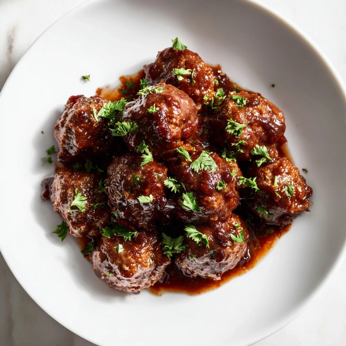 Tender, juicy slow cooker cherry BBQ meatballs, perfect as a party appetizer, ready to eat, flavorful and easy.