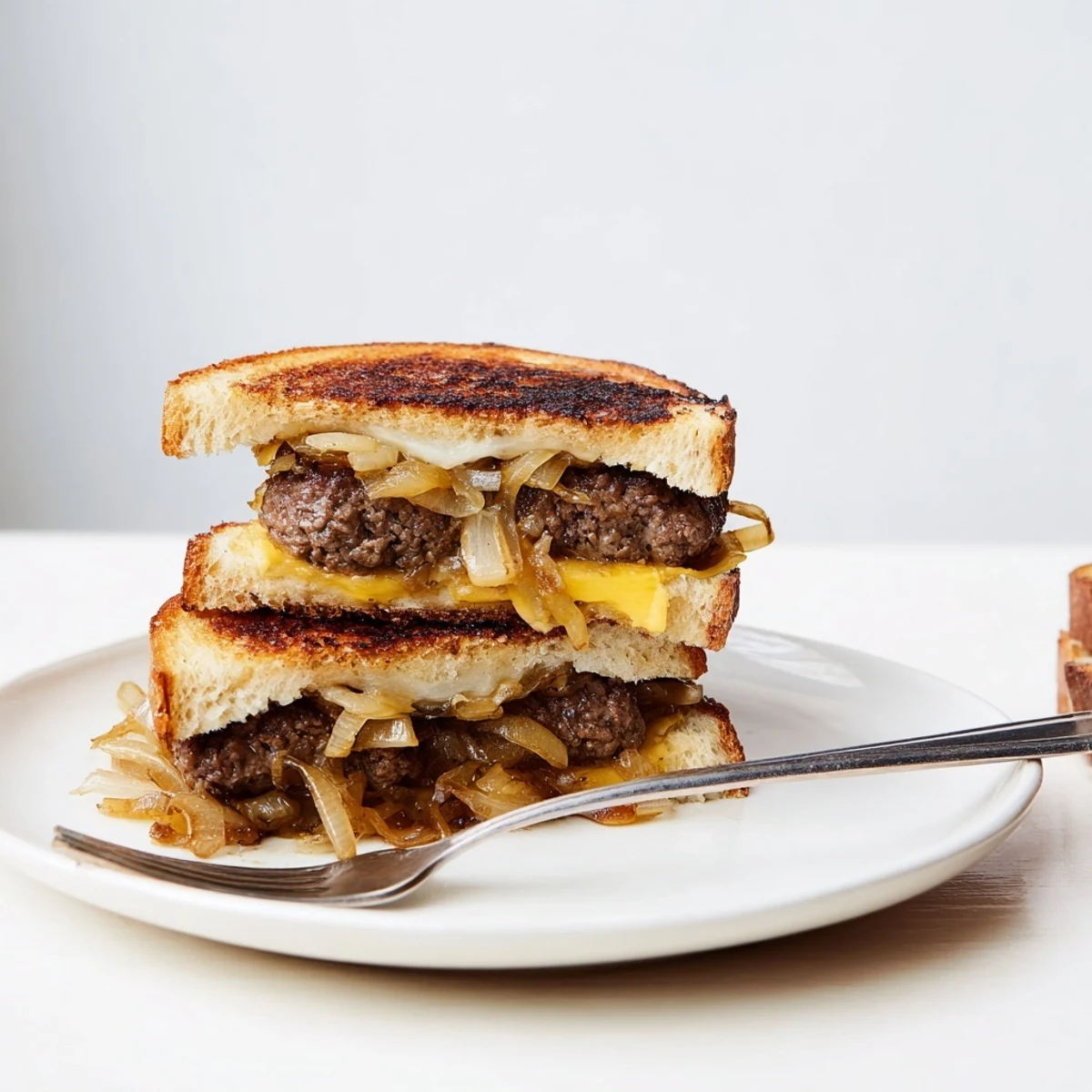 Enjoy a hearty Patty Melt Skillet, a classic diner meal with juicy beef, Swiss, and grilled rye.