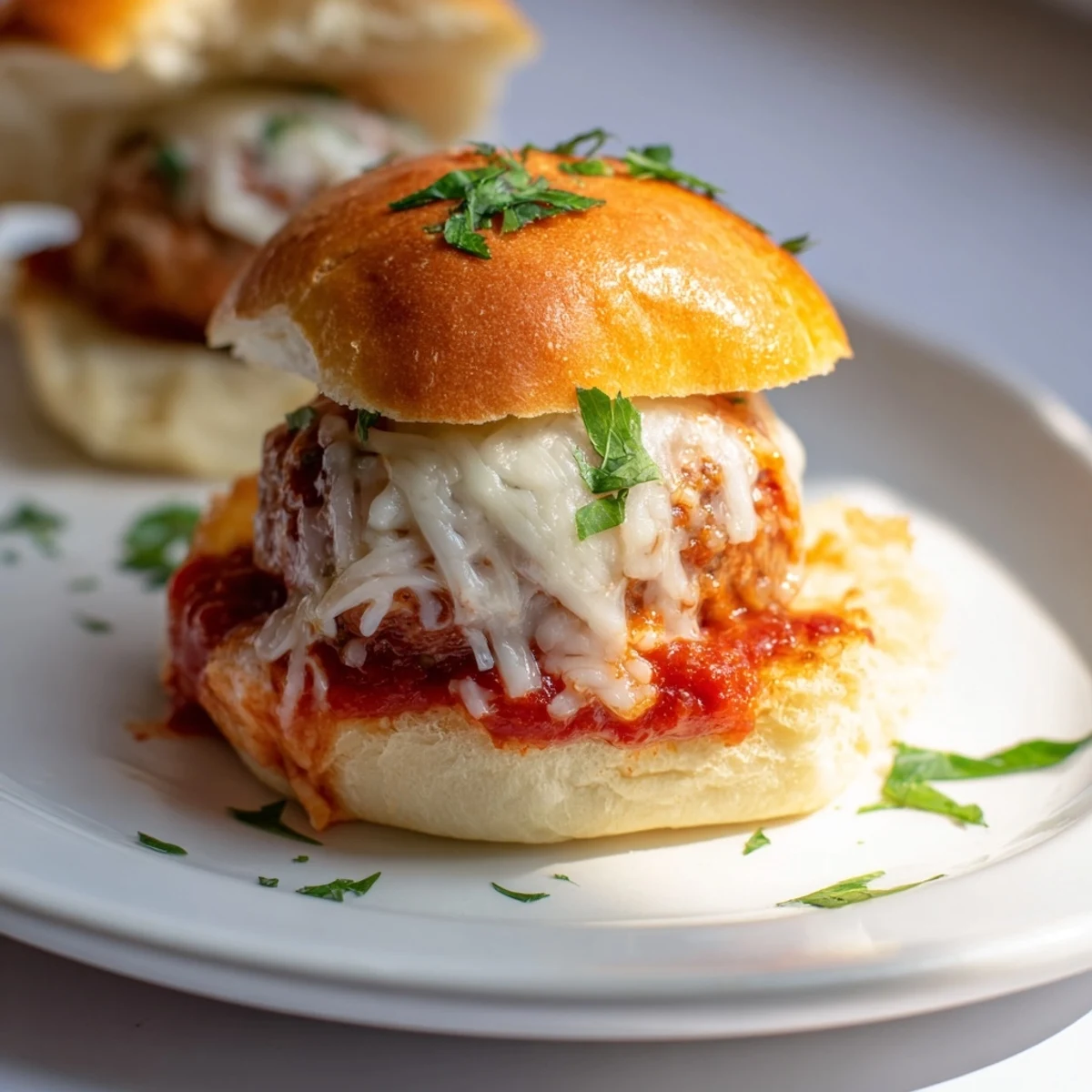 Warm and flavorful Easy Christmas Meatball Sliders, baked golden with mozzarella and marinara.