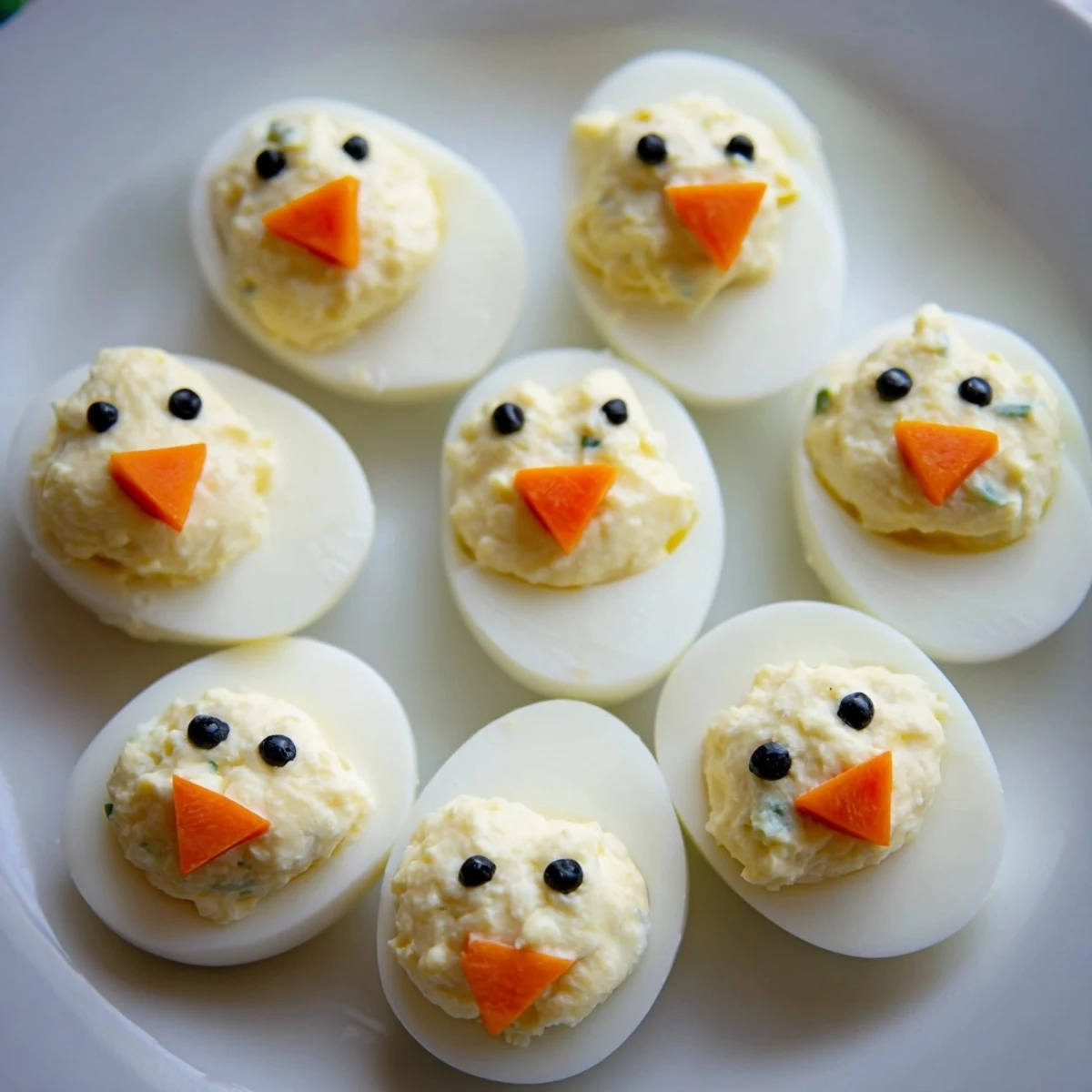 Savory Chick & Duckling Snacks: adorable, springtime treats with creamy filling and veggie decorations.