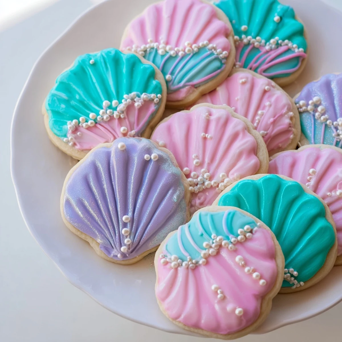 Whimsical Seashell Sweets: A close-up reveals freshly baked cookies, ready for a magical, mermaid-themed celebration.