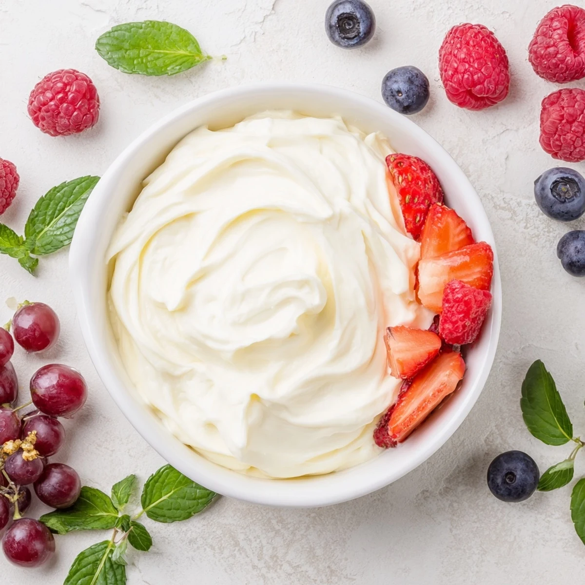 Luscious Mistletoe Kiss Berry Dip Board overflows with fresh, colorful berries surrounding a creamy dip.