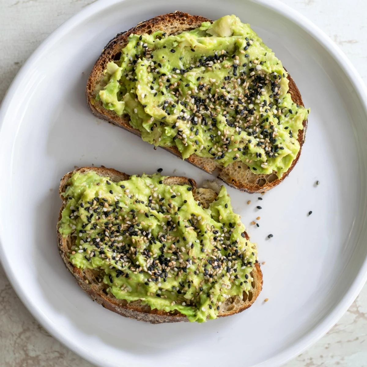 Creamy avocado toast with everything seasoning, a delicious and easy breakfast treat.