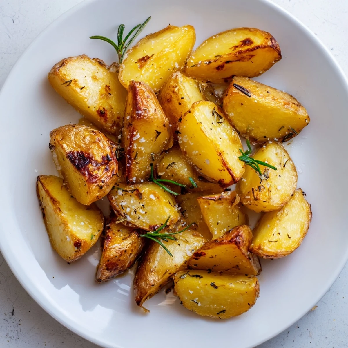 Golden, crispy Beef Tallow Roasted Potatoes, ready to serve as a perfect side dish for dinner.