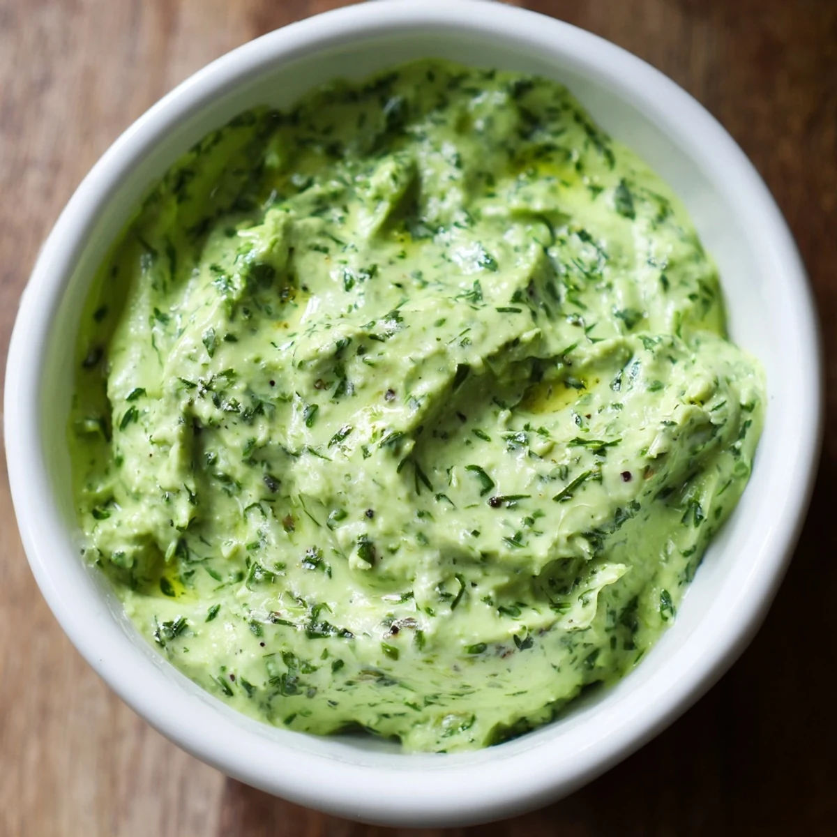 Creamy, vibrant Green Goddess Dip swirled in a bowl, ready to scoop up with crunchy vegetables.