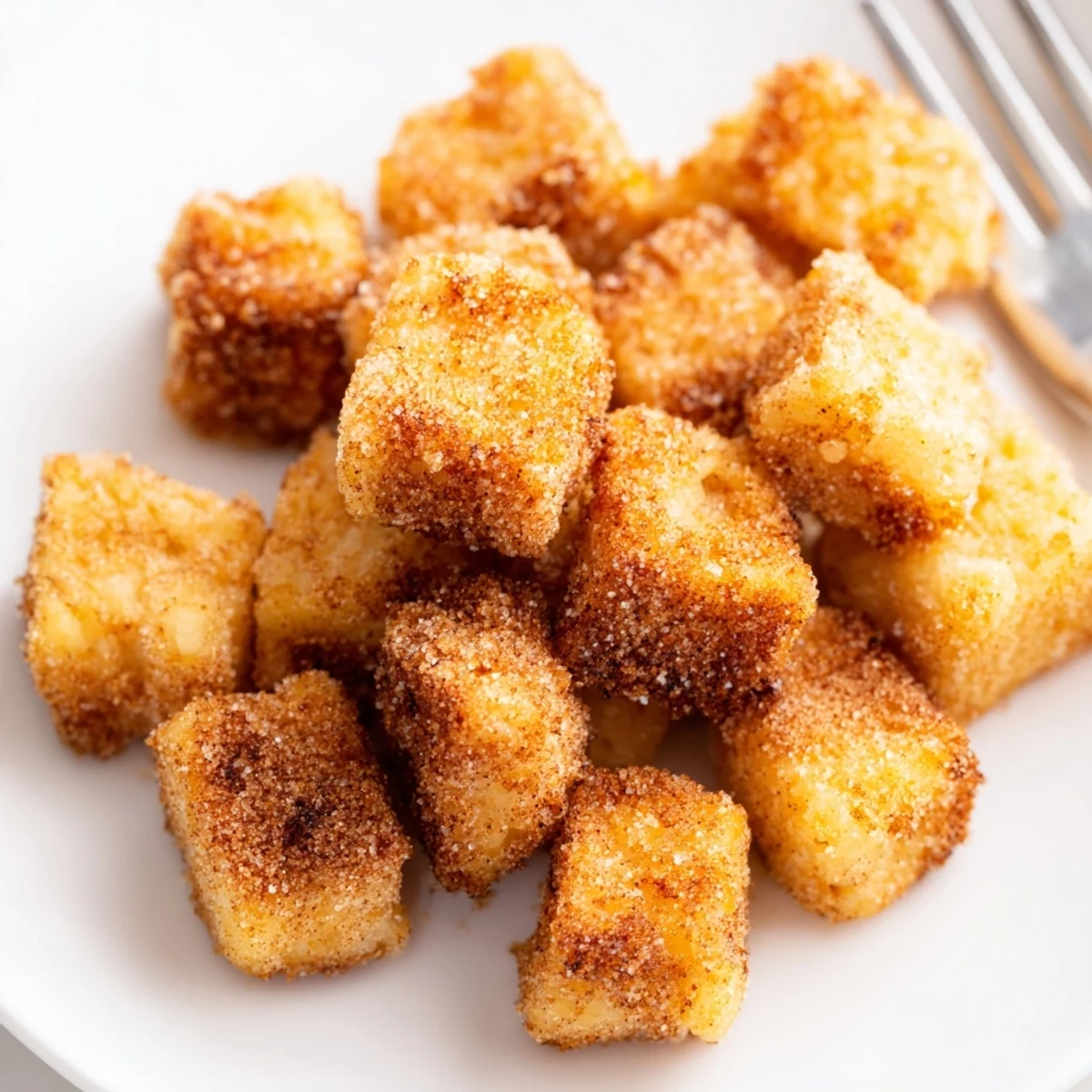 Crispy French Toast Cereal, coated in cinnamon sugar, perfect for a quick, sweet breakfast on any morning.