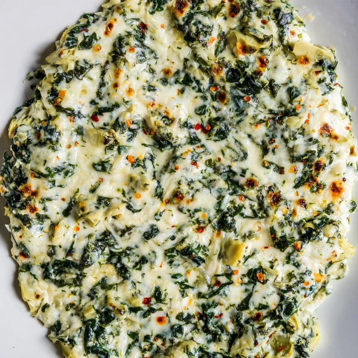 This creamy Spinach Artichoke Dip is rich with cheese, perfect for sharing at a gathering.