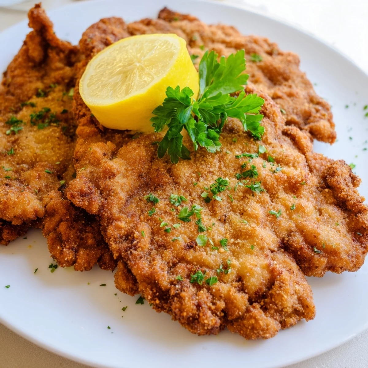 Imagine the satisfying crunch: A beautiful plate of Austrian Wiener Schnitzel, dripping with juicy flavor.