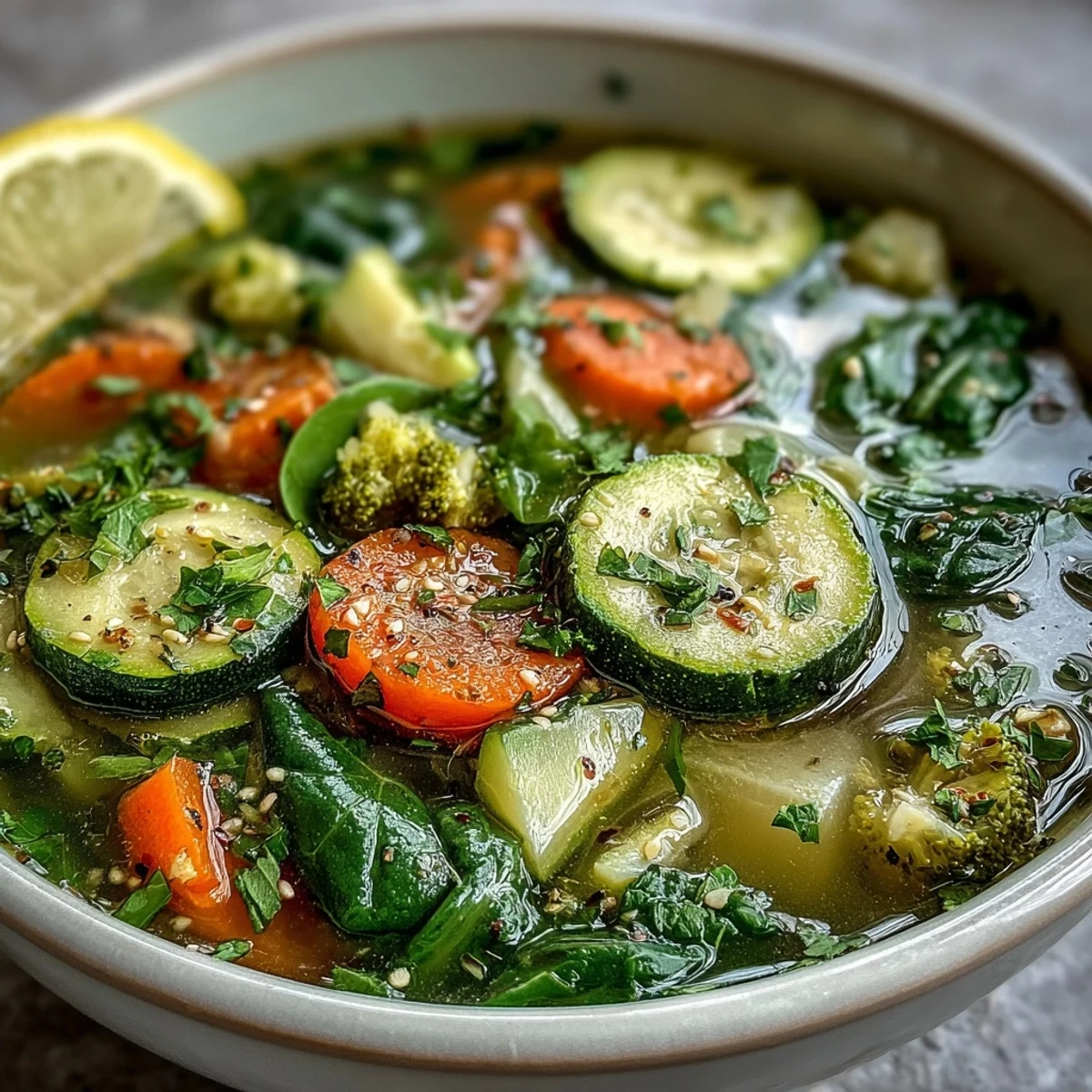 Collagen-Boosting Broth Bowl brimming with vibrant vegetables, turmeric, and ginger.