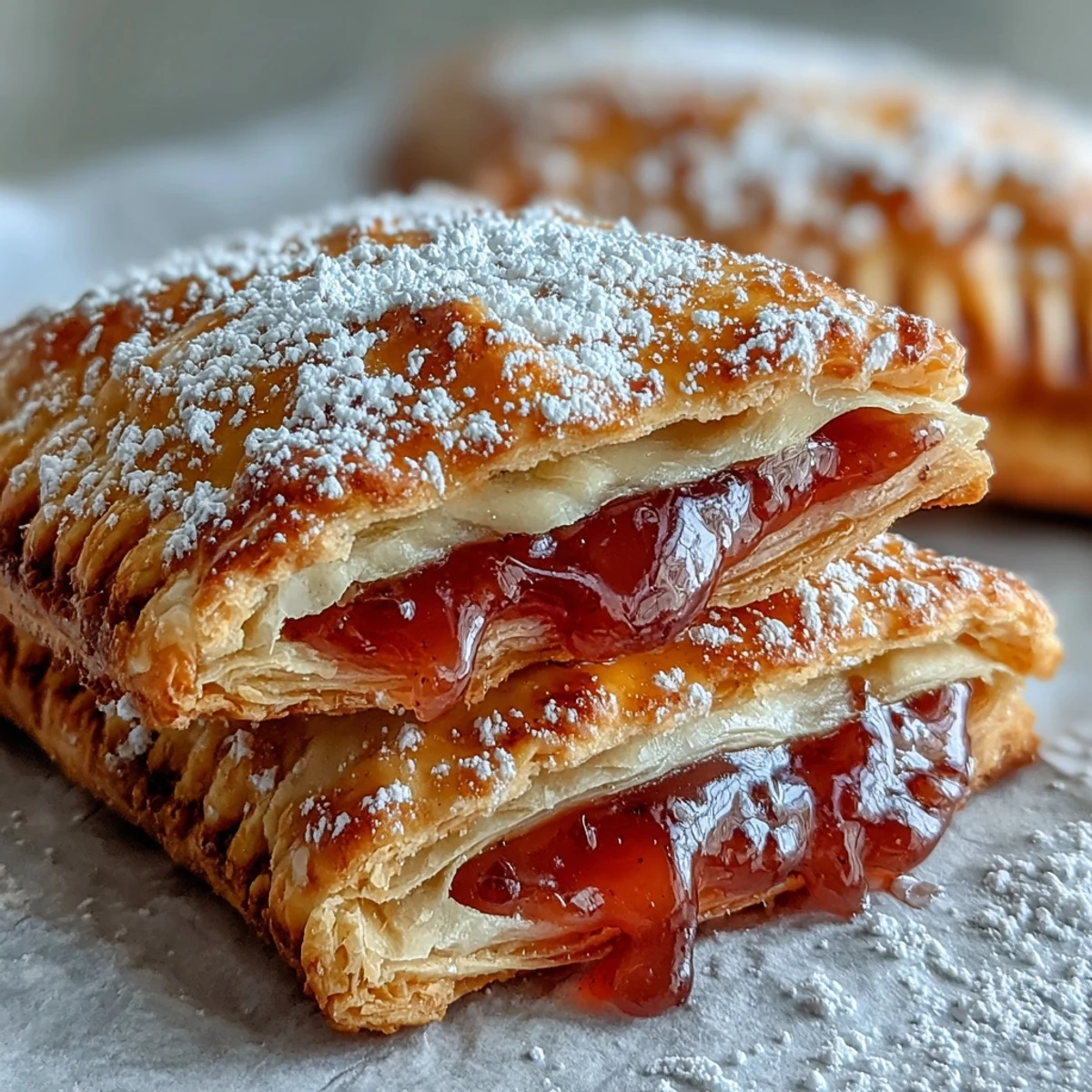Golden-brown homemade Guava Cheese Pop Tarts rest on a cooling rack, their pink glaze dripping slightly and revealing a creamy filling.