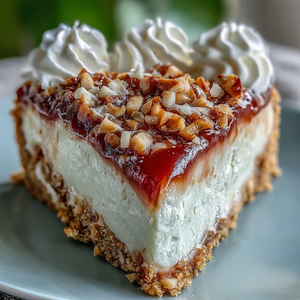 The fluffy whipped cream topping of Guava Cloud Pie is swirled high on a chilled slice.