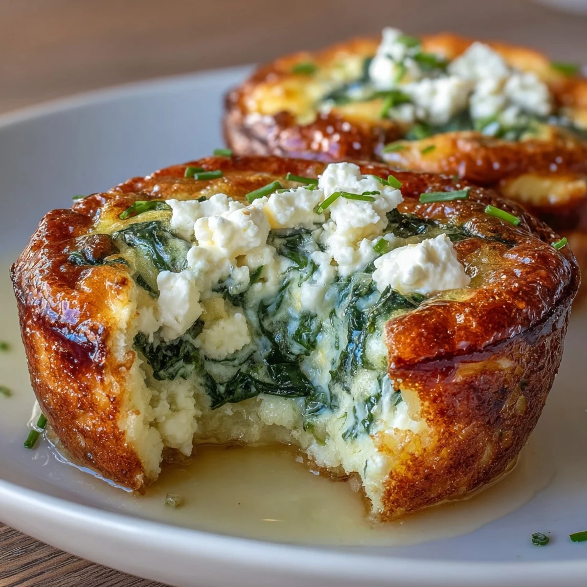 Keto-friendly egg muffins bursting with savory spinach and tangy feta, ideal for low-carb meal prep.  
