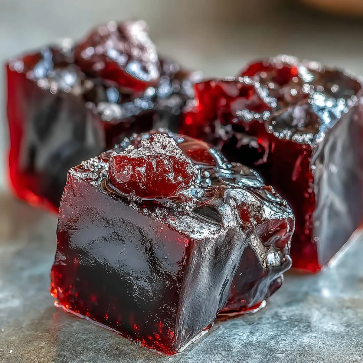 Homemade Black Currant & Licorice Chewy Candy in a glass jar, dusted with powdered sugar and ready to enjoy.