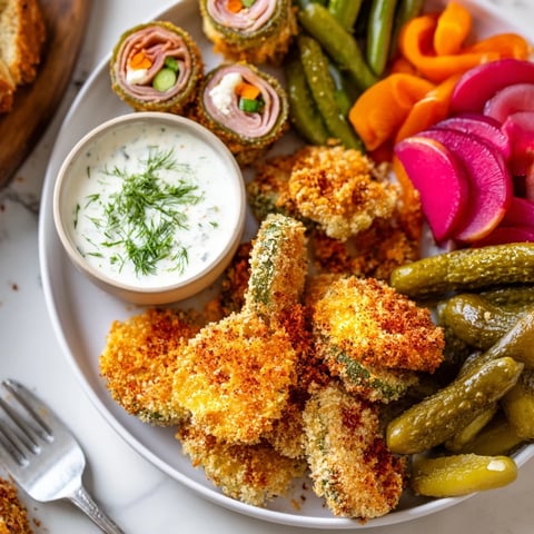 Tangy Pickle Lovers Meal with crispy fried pickles and assorted pickled vegetables.  