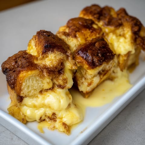 Golden-brown French Toast Bake, a decadent breakfast casserole ready to serve with fresh berries.