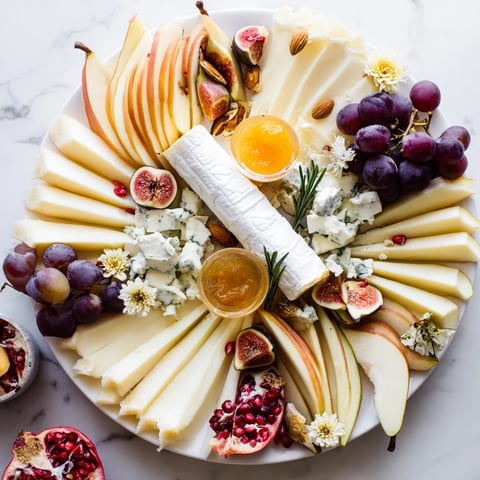 Star of Bethlehem Cheese Platter arranged with artisanal cheeses and fresh fruit for an elegant appetizer.