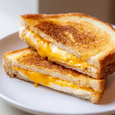 Golden, melted Mayo Grilled Cheese, with oozing cheddar, ready for a comforting bite.