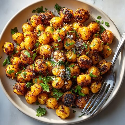 Imagine these crispy Air Fryer Tandoori Chickpeas: fragrant, seasoned, and delicious, cooked to golden perfection.
