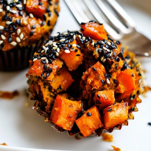 Fluffy Japanese Teriyaki Sweet Potato Muffins served warm with a cup of tea.  