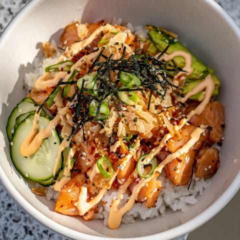 Crispy Salmon Rice Bowl #110