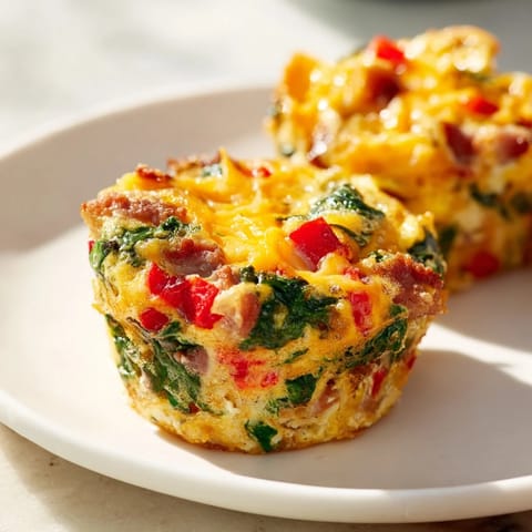 Freshly baked One-Pot Breakfast Casserole Muffins, perfect for a grab-and-go vegetarian meal.