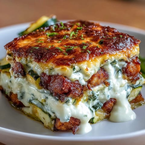 Forkful of tender chicken, zucchini, and creamy yogurt-egg blend from a baked casserole.