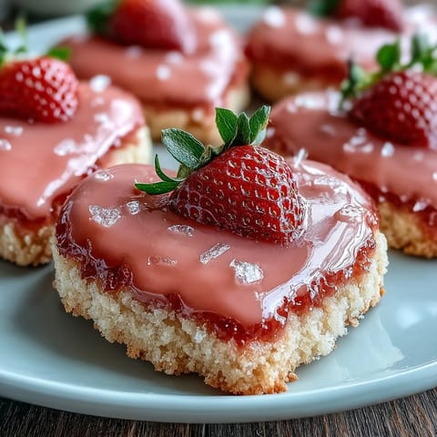 Delightful pink strawberry sugar cookies decorated with intricate royal icing designs, ideal for sharing with loved ones.  