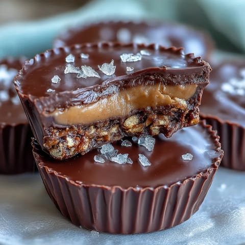 Crunchy Pretzel Homemade Peanut Butter Cups with creamy filling and smooth chocolate topping on a salty pretzel base.  