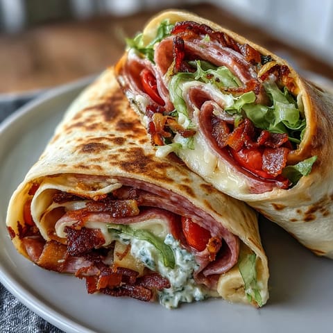 Italian Sub Pinwheel Wraps on a platter, showcasing colorful layers of deli meats, cheese, and vegetables in tortilla spirals.  