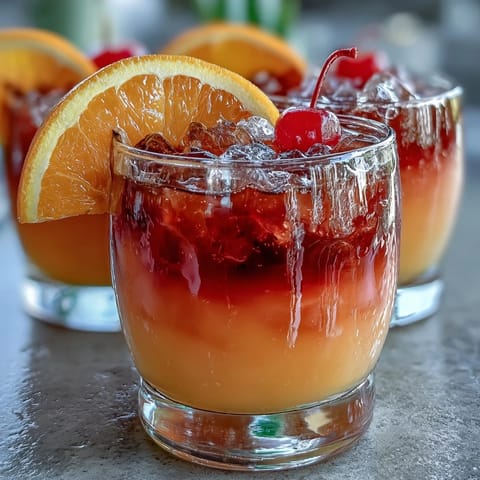 Vibrant ombre sunrise mocktail with grenadine, citrus juices, and fizzy soda—perfect for festive, alcohol-free celebrations.