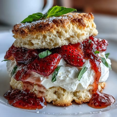 Golden brown strawberry basil shortcake biscuits, perfect served with fresh fruit.