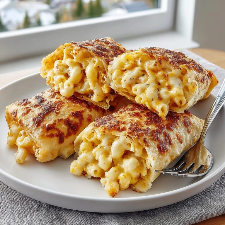 Close-up of crunchy Mac and Cheese Spring Rolls plated with a side of ranch dip.