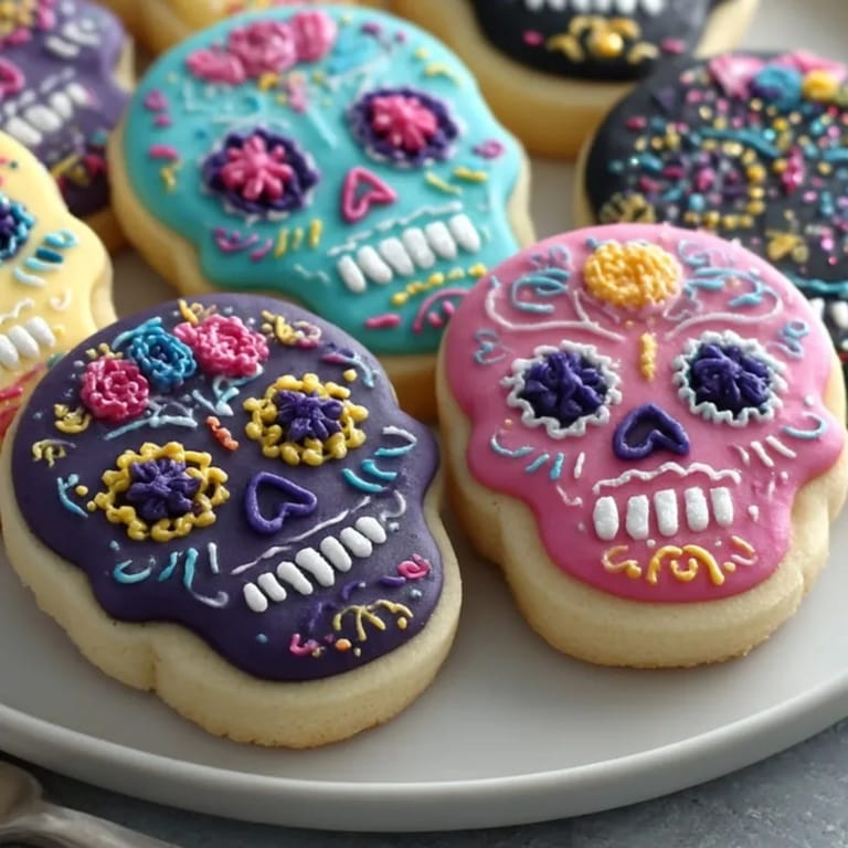Detailed Sugar Skull Oreos shine with colorful royal icing patterns, perfect with hot chocolate.