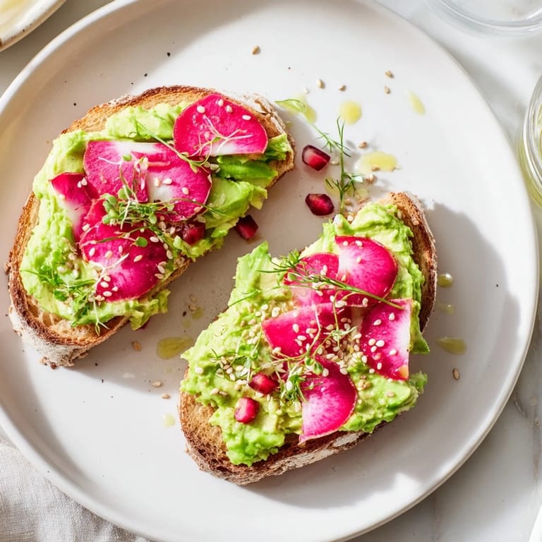 Colorful breakfast toasts featuring creamy ube and avocado for a delightful morning treat.