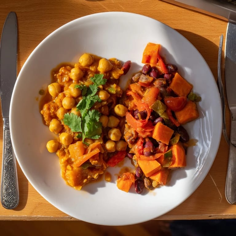 Creamy Indian chickpea curry simmering with spices, garnished with fresh cilantro sprigs.