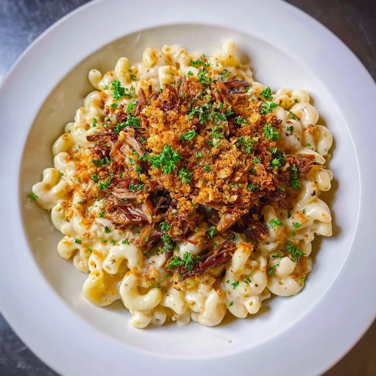 Smoky barbecue flavors merge with cheesy Barbecue Pulled Pork Mac and Cheese, baked until bubbly perfection.