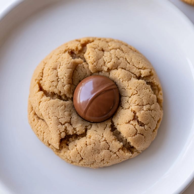 Perfectly baked 3-Ingredient Peanut Butter Blossoms, showing their signature sugar-cracked tops and sweet chocolate.
