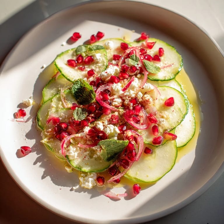 This beautifully assembled Healthy Cucumber Christmas Salad features red bell pepper and a bright lemon vinaigrette.