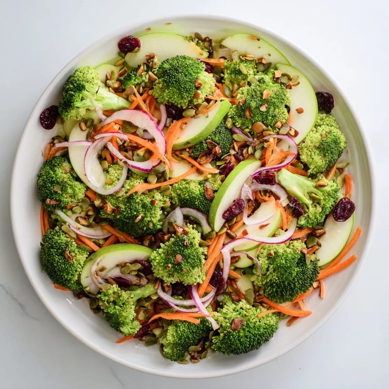 A refreshing shot of Broccoli and Apple Hot Girl Salad, showcasing the bright colors and crunchy textures.