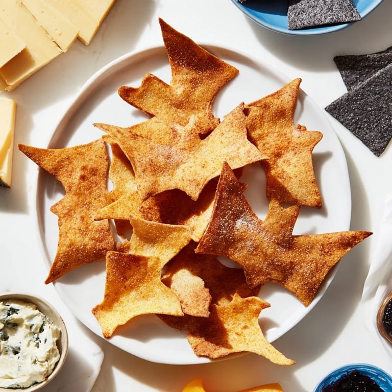 This impressive Spooky Night Bat Halloween Board showcases crispy bat tortilla chips and various tasty snacks.